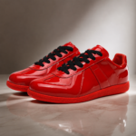 Glossy Red Patent Leather Lace Up Mens Sneakers - Image 2