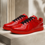 Glossy Red Patent Leather Lace Up Mens Sneakers - Image 3