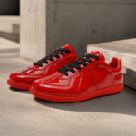 Glossy Red Patent Leather Lace Up Mens Sneakers - Image 4