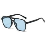 Black Frame Light Blue Lens Pilot Style Sunglasses