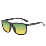 Glossy Black Frame Green Yellow Gradient Sunglasses