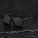 Matte Black Square Frame Outdoor Daily Mens Sunglasses - Image 3
