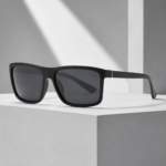 Matte Black Square Frame Outdoor Daily Mens Sunglasses - Image 4