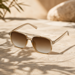 Transparent Brown Aviator Gradient Lens Mens Sunglasses - Image 3