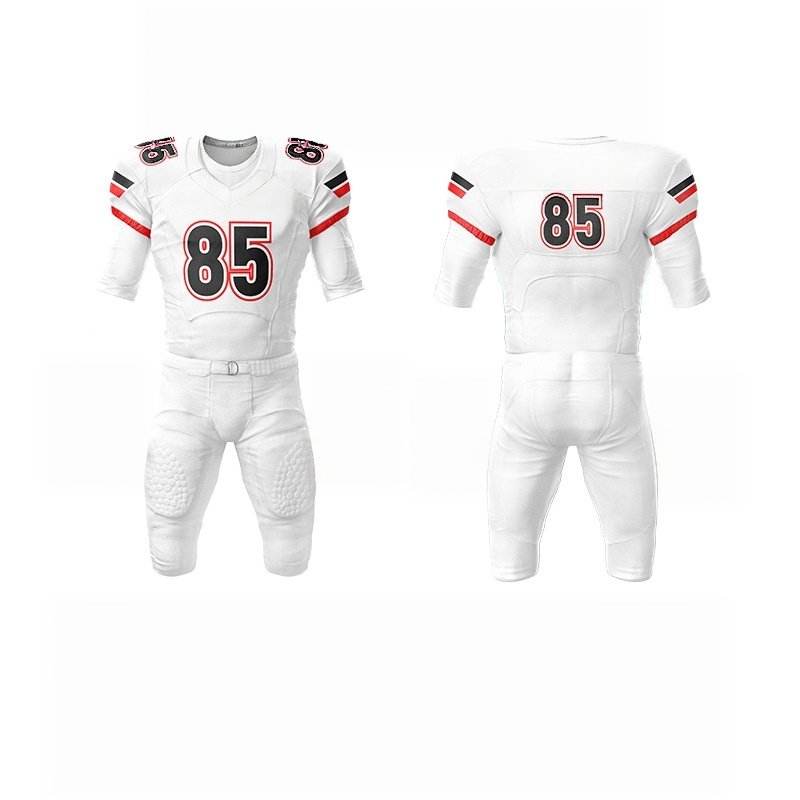 7-4.jpg White Red-Black Stripe Authentic Football Uniform Set - Image 1