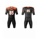 Black Orange Trim Complete American Football Uniform Set For Men