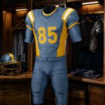 Blue Gold Accent Full Men’s American Football Uniform Set - Image 4