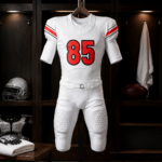 White Red Stripe Complete Game-Ready Football Uniform - Image 4