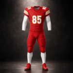 Red Gold Stripe Authentic American Football Uniform Set For Men - Image 2