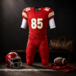 Red Gold Stripe Authentic American Football Uniform Set For Men - Image 3