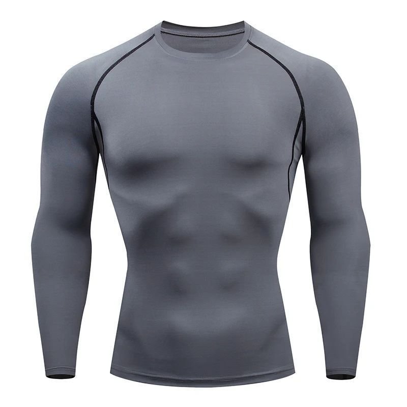 8-4.jpg Men Grey Long Sleeve Compression Athletic Shirt - Image 1