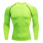 Neon Green Long Sleeve Compression Mens Workout Shirt