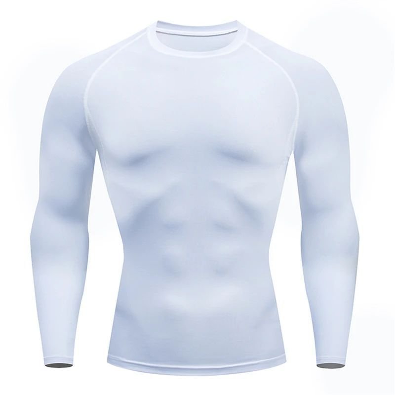 8-7.jpg White Crew Neck Long Sleeve Compression Workout Top - Image 1