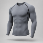 Men Grey Long Sleeve Compression Athletic Shirt - Image 4