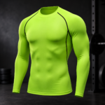 Neon Green Long Sleeve Compression Mens Workout Shirt - Image 3