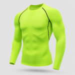 Neon Green Long Sleeve Compression Mens Workout Shirt - Image 4