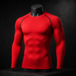 Red Contrast Stitch Long Sleeve Men Compression Sport Shirt - Image 3