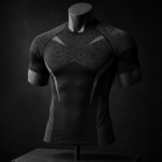 Men Black Geometric Panel Short Sleeve Compression Shirt - Image 3