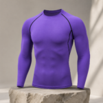 Purple Long Sleeve Compression Mens Fitness Shirt - Image 2