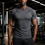 Grey Seam Detail Breathable Workout Short Sleeve Athletic Tee - Image 3