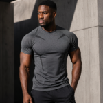 Grey Seam Detail Breathable Workout Short Sleeve Athletic Tee - Image 4