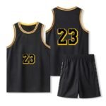 Black Gold Purple Trim Basketball Jersey Short Set