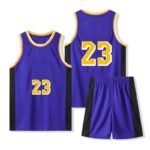 Purple Gold Black Trim Complete Basketball Jersey Set