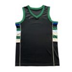 Black Green Multi-Stripe Panel Basketball Jersey