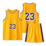 Gold Purple Trim Complete Basketball Jersey Set