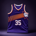Purple Orange Graphic Print Sleeveless Basketball Game Jersey - Image 2