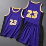 Purple Gold Black Trim Complete Basketball Jersey Set - Image 4