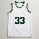White Green Trim Classic Mesh Sleeveless Basketball Jersey - Image 2