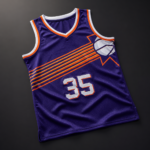 Purple Orange Graphic Print Sleeveless Basketball Game Jersey - Image 3