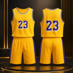 Gold Purple Trim Complete Basketball Jersey Set - Image 2
