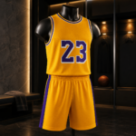 Gold Purple Trim Complete Basketball Jersey Set - Image 4