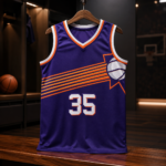 Purple Orange Graphic Print Sleeveless Basketball Game Jersey - Image 4